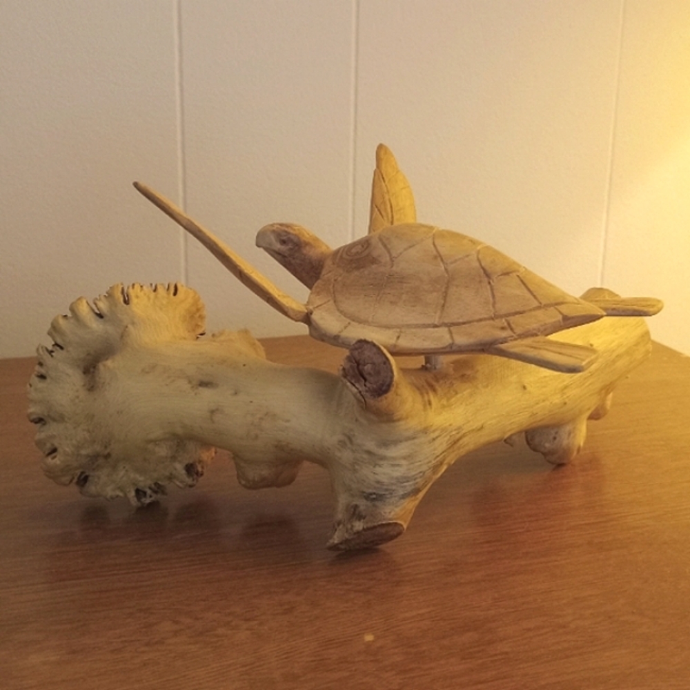 Carved Burl Wood Turtle